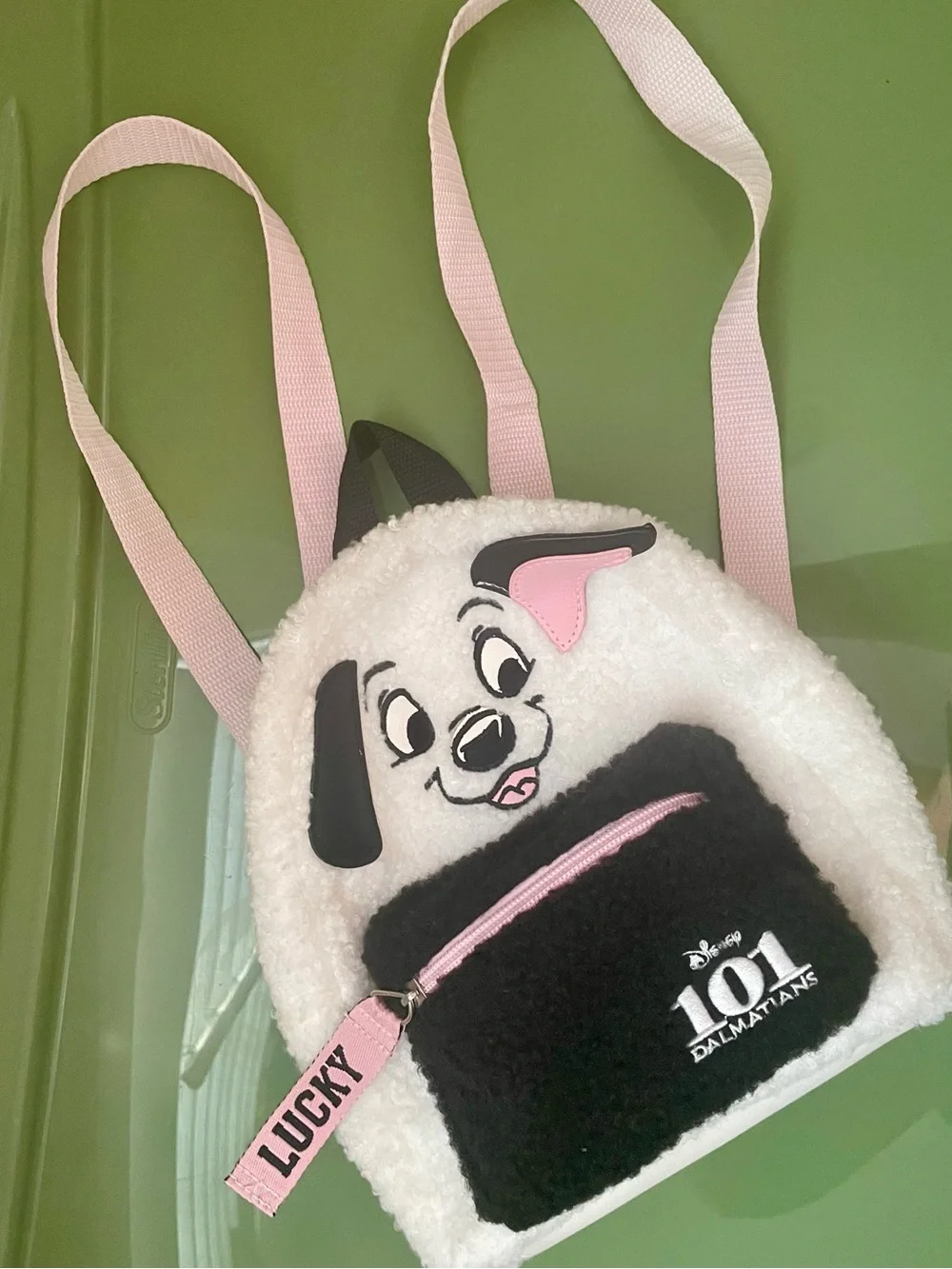 Disney 101 Dalmatians Lucky Plush Kids Backpack - White, Black & Pink